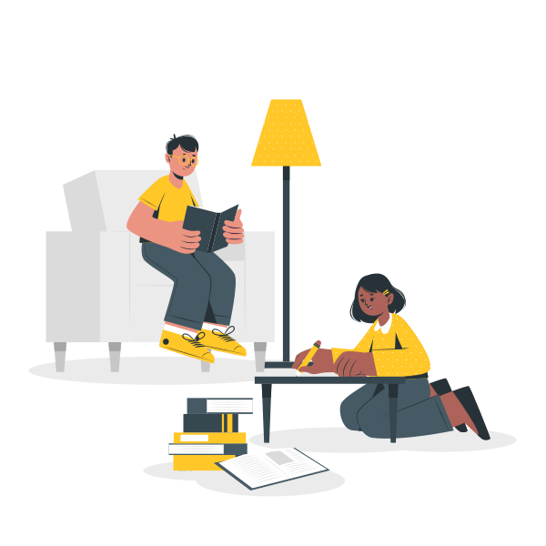 Kids studying from home Customizable Cartoon Illustrations | Bro Style