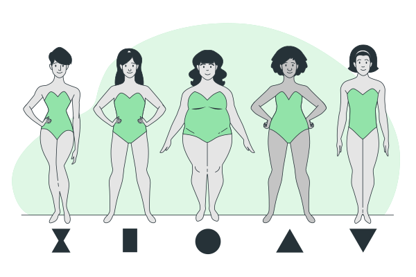 Types of female body shapes Customizable Cartoon Illustrations | Bro Style